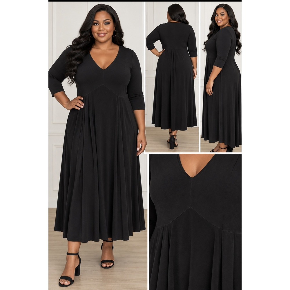 Sympli Women's Black V-Neck Long Sleeve Maxi Dress Size 18 102-2881-2 NWT